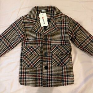 PatPat Checkered Kids Blazer - Brown and Red
